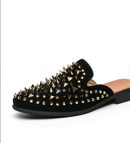 Latest Design Full Rivet Fashion Good Looking Men Mules Half Men Casual Backless Dress Shoes