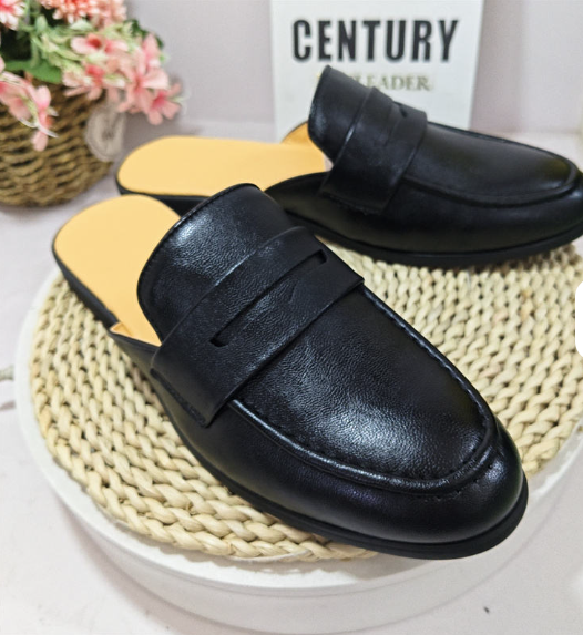 Home Mules PU Leather Comfortable Half Shoes Classic Design Durable Summer Casual Men Dress Shoes