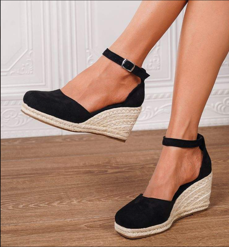Women's Espadrille Wedge Sandals Ankle Strap Closed Toe Wedges for Summer Casual Wear
