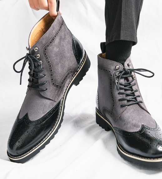 Faux Suede Leather Other Boots Comfortable Lace up Durable Fashion Designers Men Ankle Boots