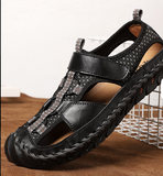 Genuine Leather Materials Hard Wearing Summer Beach Casual Shoes Leather Sandals for Men