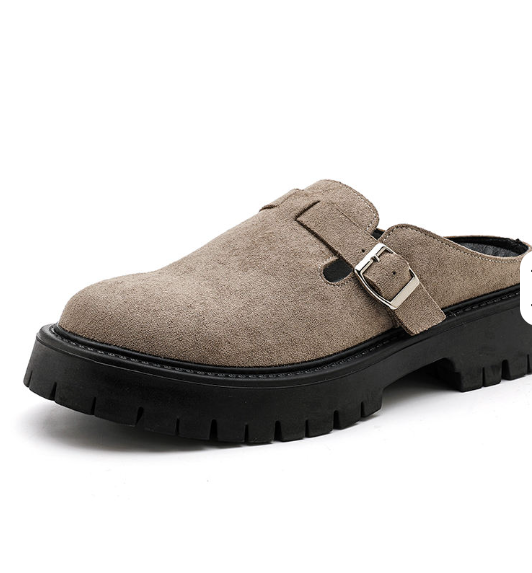 Round Toe Soft Comfortable Backless Half Loafers Classic Good Quality Durable Summer Casual Men Genuine Leather Slippers