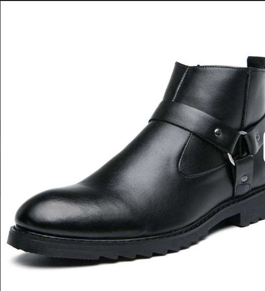 Classy PU Leather Boots Size 38-47 Pointed Toe High Ankle Rubber Outsole Formal Occasion Usable Leather Flat Ankle Boots