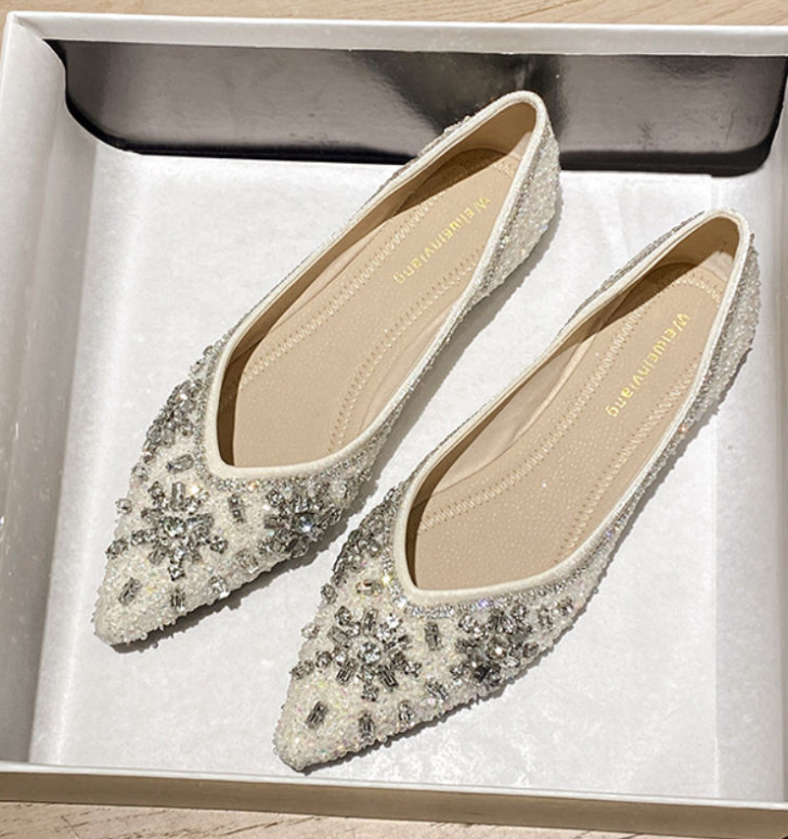 Fashion Low Heel Loafers Women Pointed Toe Pumps Elegant Flat Dress Shoes for Ladies