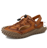 Round Toe Handmade Casual Shoes Genuine Leather Upper Summer Men Beach Walk Sandals