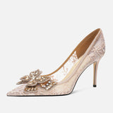 Elegant Talons Dames Luxury Lace Sandals Shoes Women Heel for Ladies