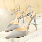 2025 Talon Femme High Quality Pointed Toe Silk Pumps Fashion Elegant Ladies Red Bottom Heels for Women