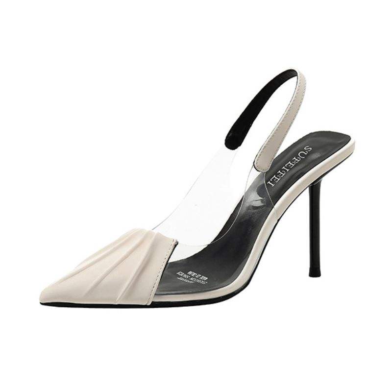 Wrinkle Sandalias Mujer Slide Pointed Toe Designer Women Mules Pointed Toe Women Heels 2025