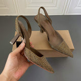 Sexy Women Heel Sandals Comfortable Durable Classic Pointed Toe Mules Ladies Luxury Summer Casual Shoes