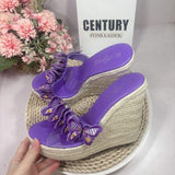 Products Chaussure Femme Casual Shoes Flower Flip Flop Summer Wedge Platform Sandals