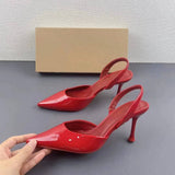 Red Color Quality Comfortable Women Sexy Heel Sandals Classy Design Back Strap Pointed Toe Ladies High Heel Shoes