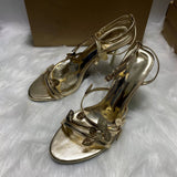 Summer New Style Golden Leaf Pattern Round-Toe Casual Slippers Ankle Strap Sexy Ladies Heeled Sandals