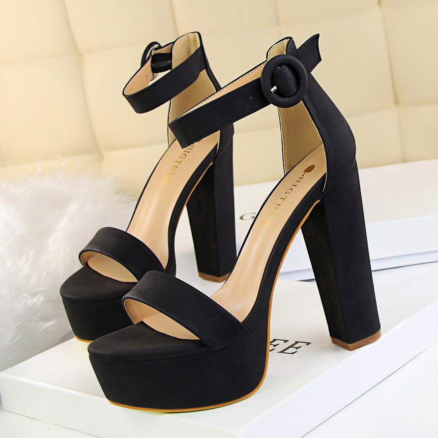 Tacones De Mujer High Quality Block Heel Design High Platform Heels for Sexy Lady Night Club Shoes