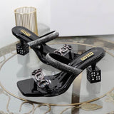 Unique Chaussures Dames De Luxe Talon Square Toe Gold Fashion Trending Women Ladies Fancy Heels