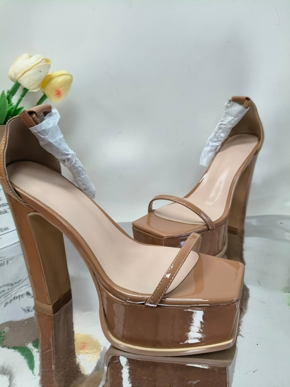 Women High Heel Thick Platform Sandals Ankle Strap Quality Durable Classic Black Brown Ladies Block Heel Sandals