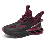 Men Fashion Athletic Shoes Hollow Blade Sole Running Sneakers Shock Absorption Walking Footwear Breathable Mesh Comfort Trainers