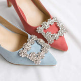 Soft Leather Slingback Pumps Diamond Wedding Shoes Unique Luxury Diamond Heels for Ladies Shoes