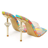 Unique Tacon Crystal Open Toe Fashion 2025 Transparent Clear Heels for Women