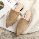 Suede New Ladies Slippers Outdoor Flat Loafer Pointed Toe Mules Slides Footwear