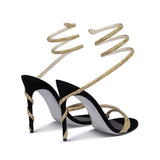 Ankle Wrap Strappy Fashion Stiletto Gold 2025 Lace up Heels for Women