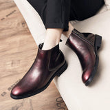 Classy Designers Red Color Ankle Boots Comfortable High Top Wedding Dress Shoes Men Genuine Leather Boots