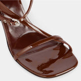 Women ChunkyTemperament Heels Sandals Open-Toe Square Toe Buckle Detail and Rear Ankle Strap Ladies Luxury Shoes