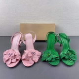 Flower Decorated Style Women Summer Sandals 2024 Ladies Heels for Women