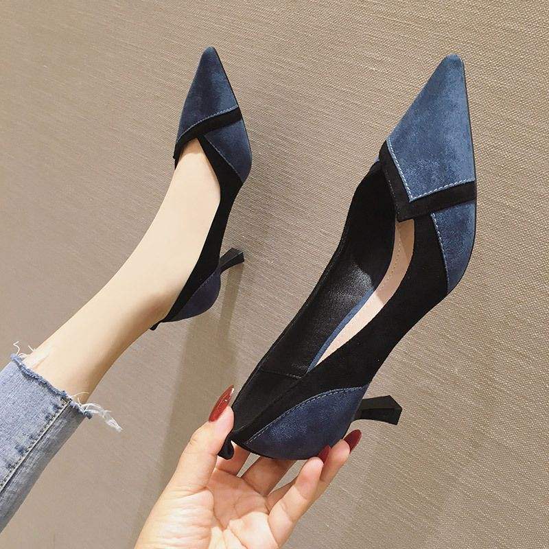 5.5CM/7.5CM New Arrival 2025 Hot Selling Women Dress Office Shoes Pointed Toe Low Heels for Ladies