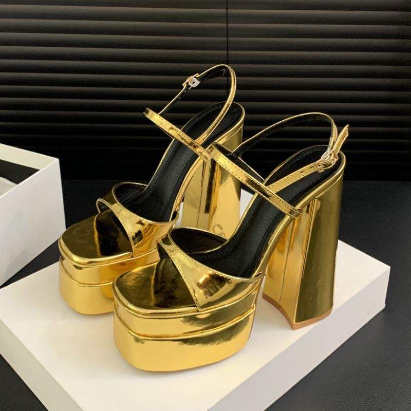 New Arrival Summer Calzado Mujer Sandalias Designer Gold/Silver Platform Sandal Hoes Women Heels