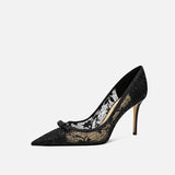 White Wedding Shoes Bridal Designer Lace Pointed Stiletto Female Temperament Heels
