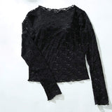 High Quality Breathable Women Transparent Mesh Long Sleeve Top See Through Black Sexy Womens Top Long Sleeve Women Top