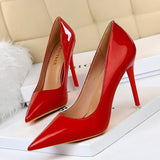 Escarpins Femme Big Size 43 Formal Trendy Reflective Pointed Toe Nude High Heeled Women's Pumps Shoes