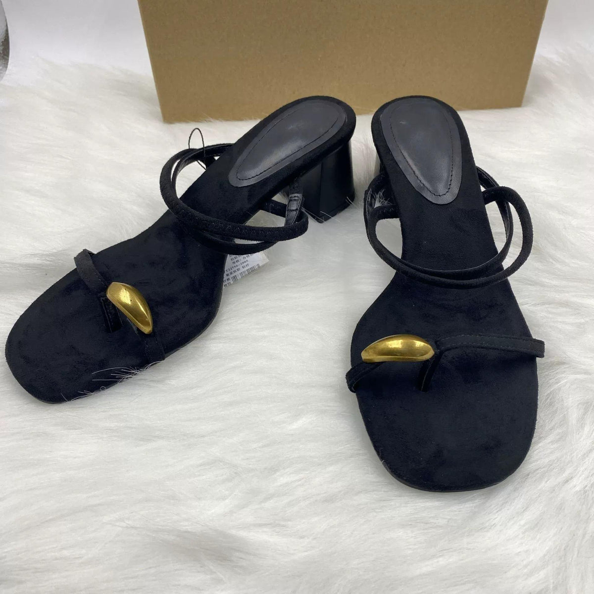 New Style Retro Women's Open-Toe Thin-Strap Roman Low Chunky-Heel Sandals for Outdoor Wear