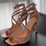 8CM Talons De Luxe Aiguille Strange New Style Pumps Shoes Sexy Metallic Pink Heels for Women