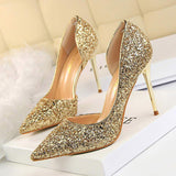 New Arrival European Fashion Bling Sequin Chaussure Femme Talon Slide Sandals Women Heels for Sexy Ladies Mules