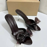 New Style 2025 Ice-Transparent Jelly Gel 9cm Bowknot Stiletto Heel Backless Peep-Toe Women's High-Heeled Sandals