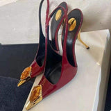 Talons Chic Slingback Closed Toe Sexy Shoes Pumps Black Heels for Women Ladies