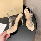Ayakabi Fashion European Trendy Transparent Slippers Sexy Talon High Heels Sandals for Women Shoes