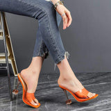 Transparent Open Toe High Heel Mules Comfortable Party Sandalias Mujer Slippers