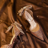 6.5CM/8.5CM Sapatos De Salto Sexy Wedding Party Sequins Pointed-toe Stilettos Lady Women Pumps Heels Shoes