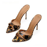 Pantoufles a Talons Hauts Women's Stiletto-Heel Slide Sandals Peep-Toe Pointed-Toe With Single-Strap