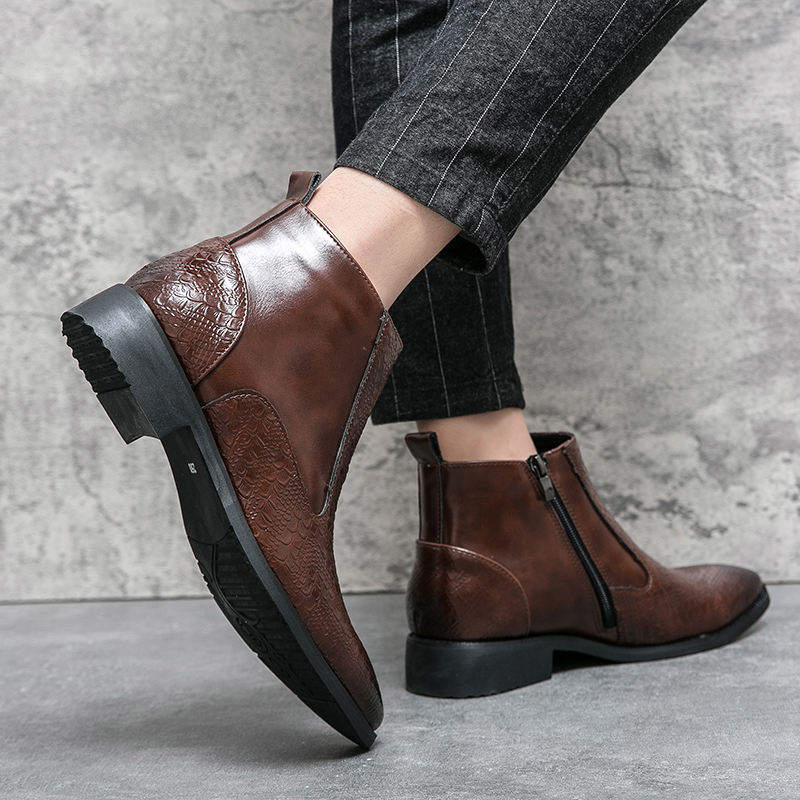 Chelsea Shoes Classic Design Pointy Toe Gentlemen Footwear Durable Ankle Boots for Men