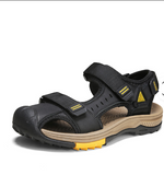 Genuine Leather Top Quality Toe-Cover Comfortable Band Strap Casual Slip on Summer Sandals Shoes for Men