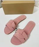 New Cross Strap Knotted Design Slide Slippers Fashion Casual Summer Women's Suede Flat Sandals