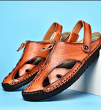 Summer Casual Slippers Fashion Design Comfortable Durable Size 47 48 Blue Genuine Leather Sandals Shoes for Men