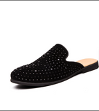 Diamond Blue Shining Half Loafers Comfortable Classy Fashion Men Casual Slippers Shoes