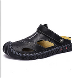 Cover Toe Summer Beach Casual Shoes Lightweight Durable Outdoor Leather Flat Sandals for Men