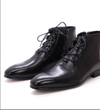Classy Designers Height Increasing Leather Dress Shoes Lace up Men Luxury Ankle Boots
