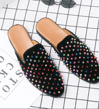 Colorful Spike Rivet Size 38-47 Men Casual Slippers Fancy Slip on Durable Half Loafers Shoes