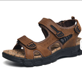 New Sandalias De Hombre Men's Summer Leather Outdoor Rhinestone Sandals with Flat Rubber Insole Breathable Nice Quality